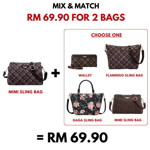 MIMI SLING BAG - BATIK BQ, DARK BROWN